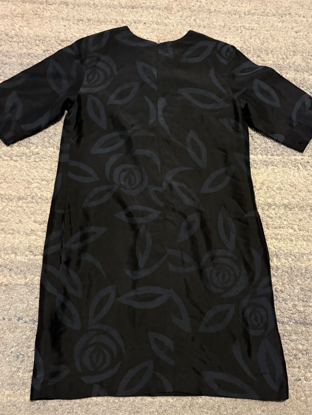 Vintage Shinawatra Thai Silk Shift Dress Womens 42 Medium Large Black Floral Min